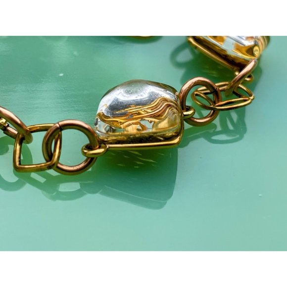 Vintage Dichroic Glass Link Bracelet Copper waves Gold Filled - Picture 13 of 16